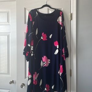 Ralph Lauren dress 22W fuchsia flowers, polyester